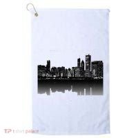 Chicago City Skyline Lights At Night Golf Towel thumb 0