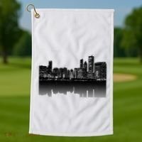 Chicago City Skyline Lights At Night Golf Towel thumb 1