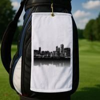 Chicago City Skyline Lights At Night Golf Towel thumb 2