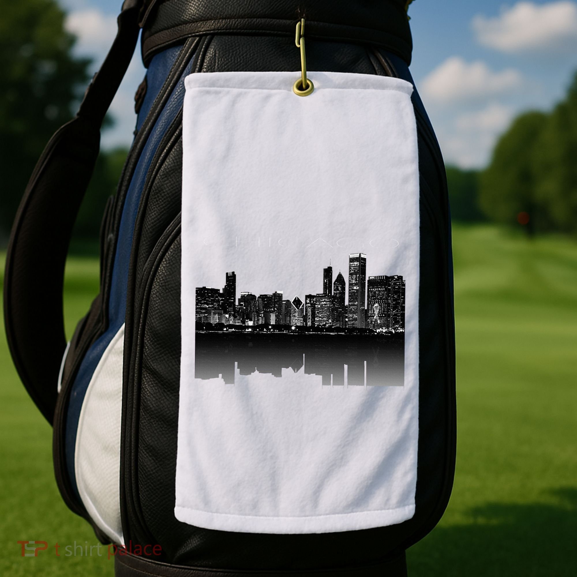 Chicago City Skyline Lights At Night Golf Towel