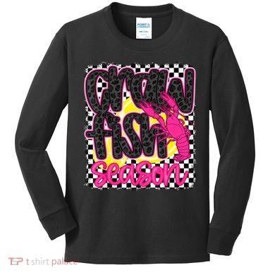 Cute Crawfish Season Kids Long Sleeve Shirt
