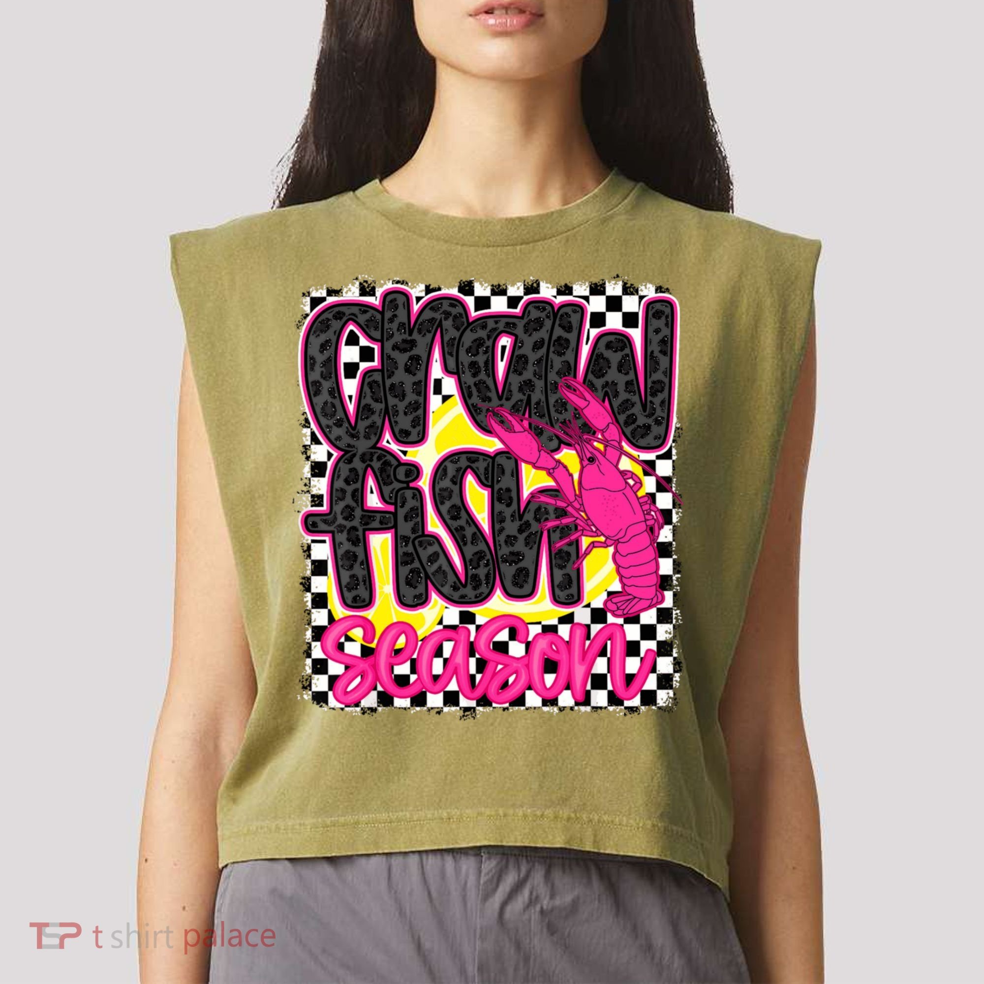 Cute Crawfish Season Garment-Dyed Women's Muscle Tee