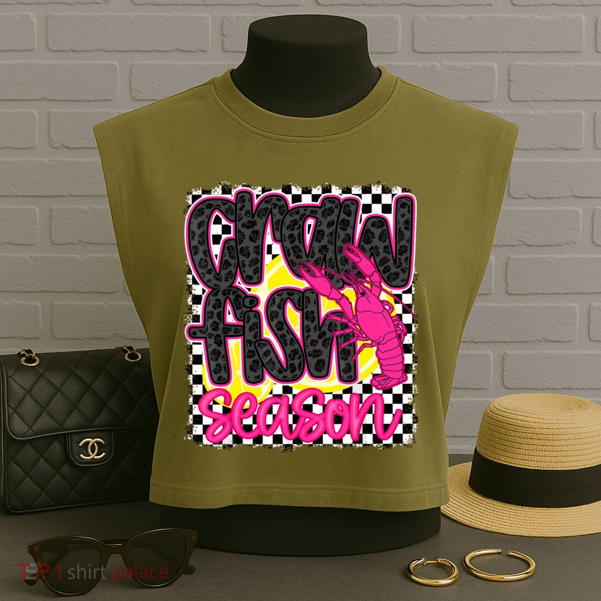Cute Crawfish Season Garment-Dyed Women's Muscle Tee