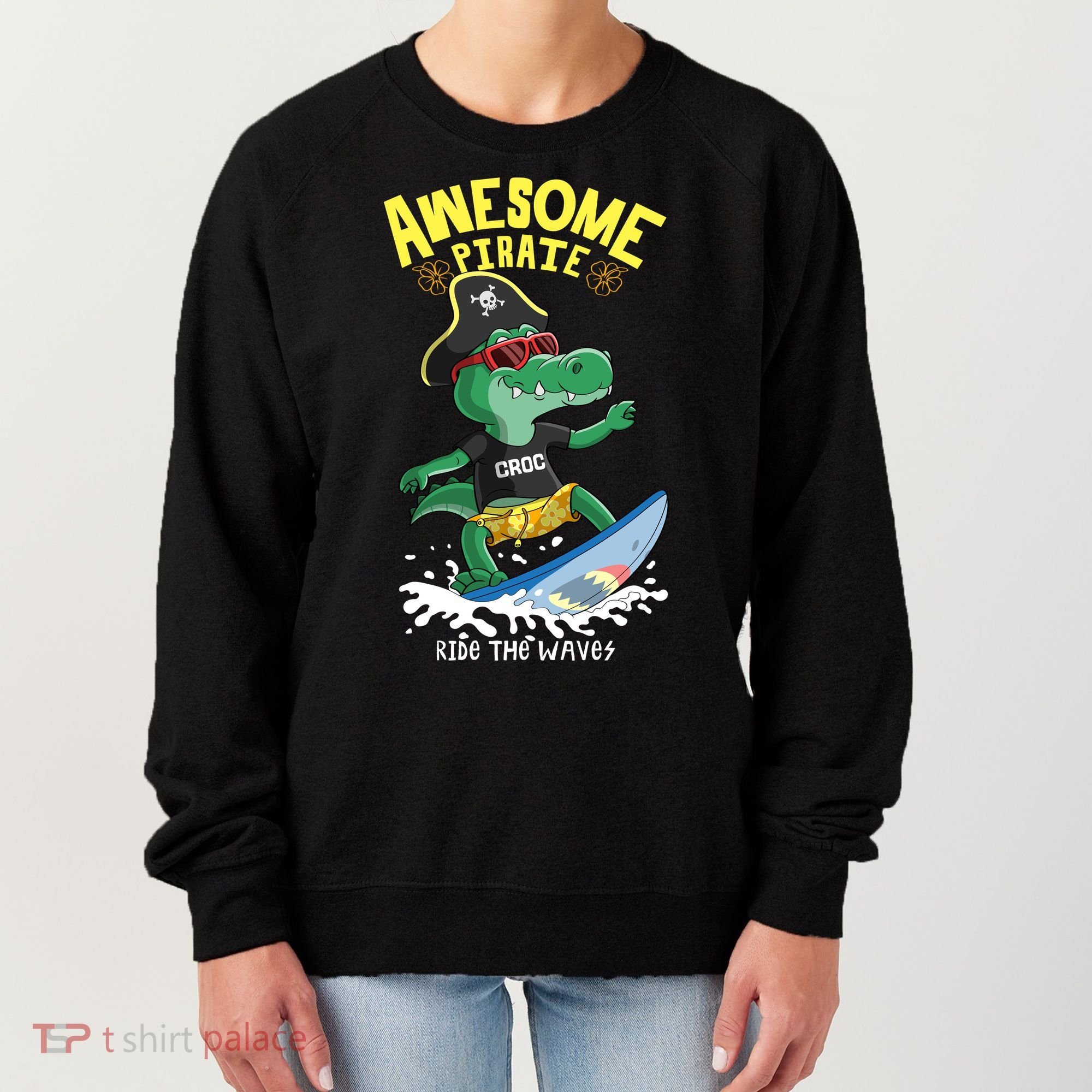 Cool Crocodile Surfing Women's Sweatshirt