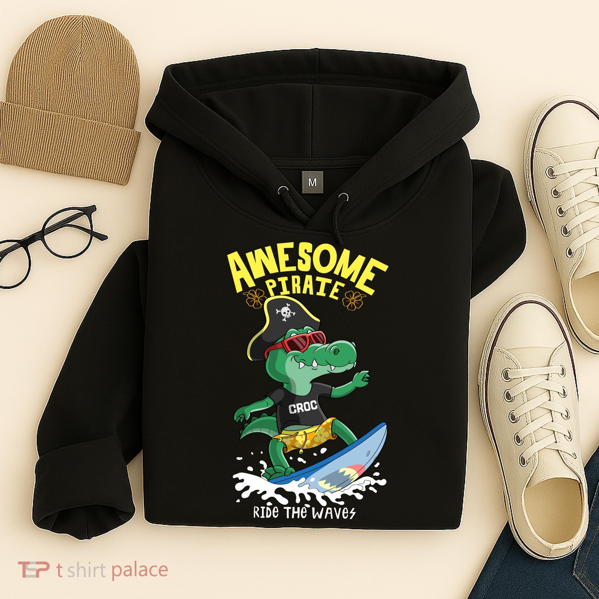 Cool Crocodile Surfing Hoodie