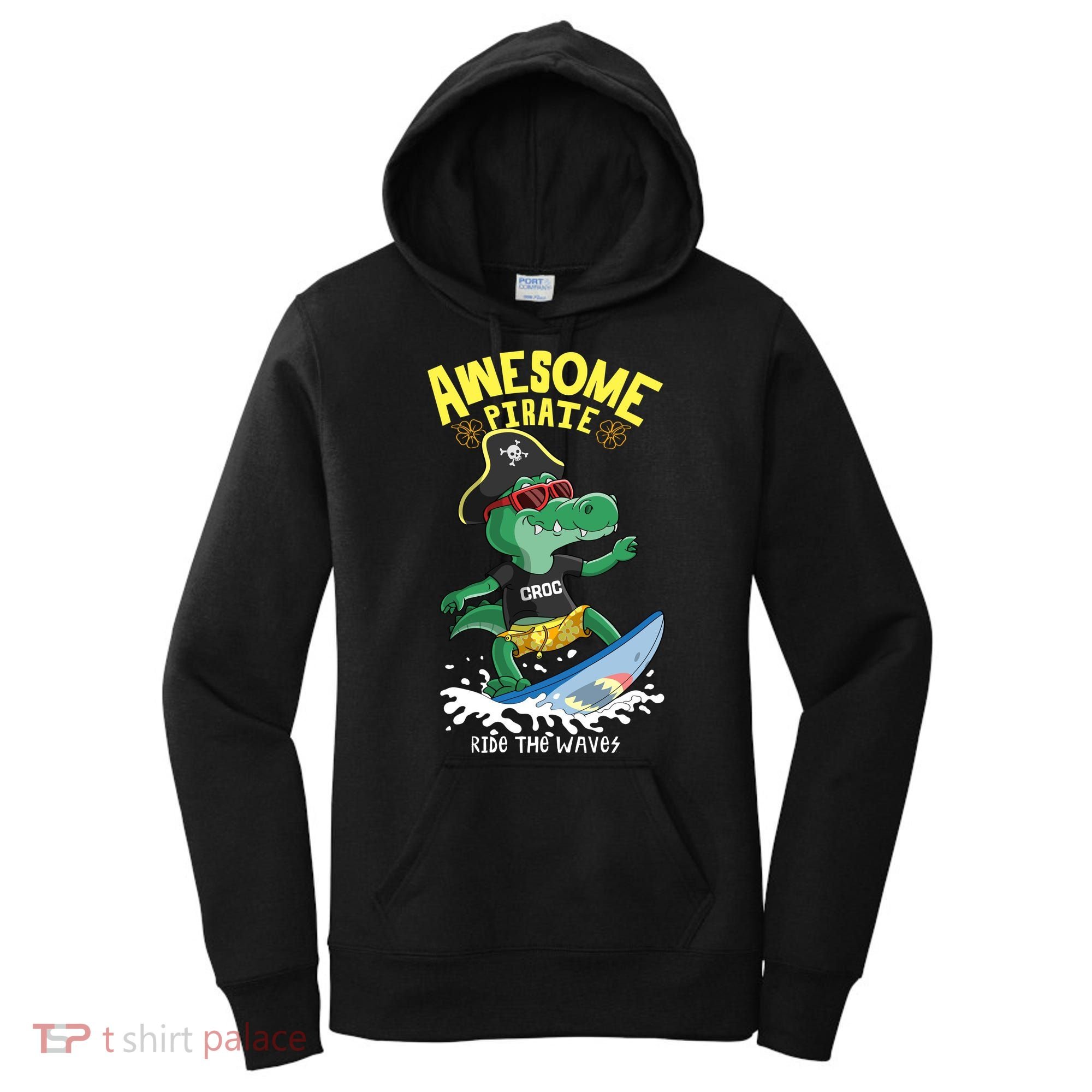 Cool Crocodile Surfing Women's Hoodie