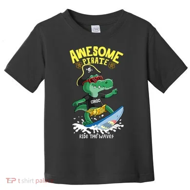 Cool Crocodile Surfing Toddler T-Shirt