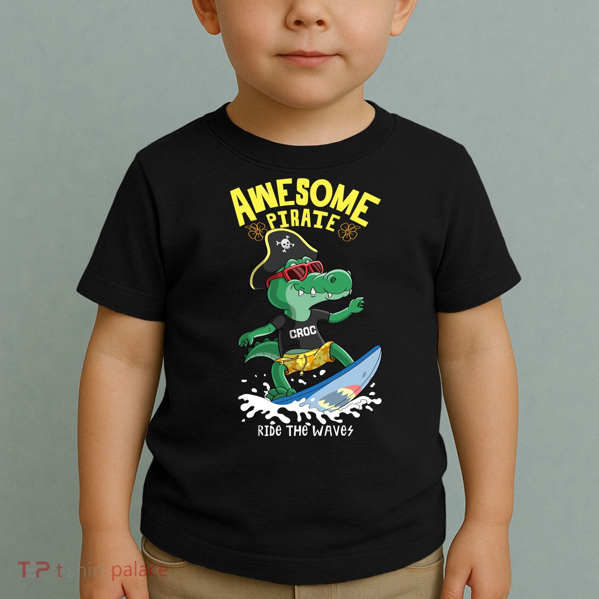 Cool Crocodile Surfing Toddler T-Shirt
