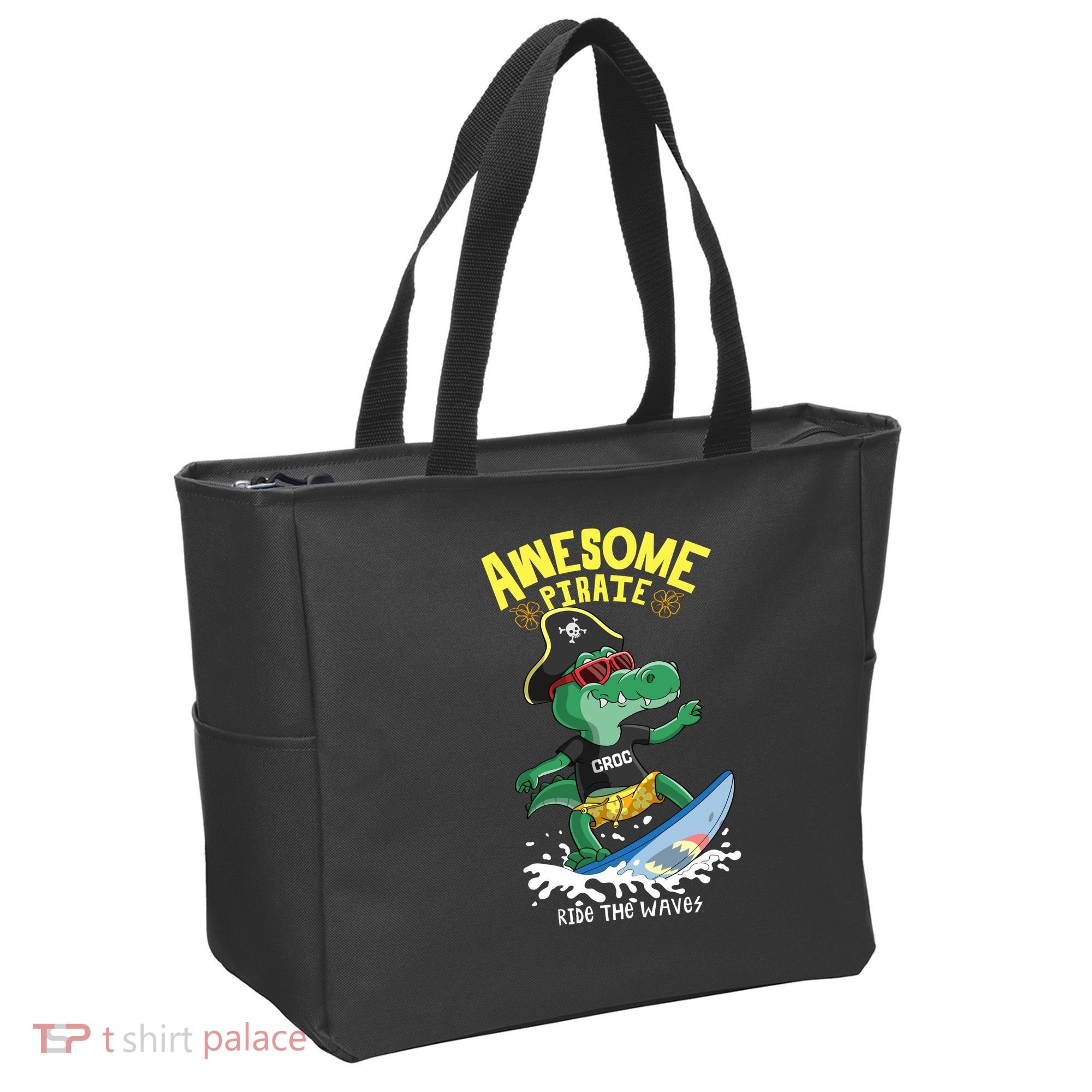Cool Crocodile Surfing Tote Bag