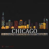 Chicago City Skyline Lights At Night Button thumb 1