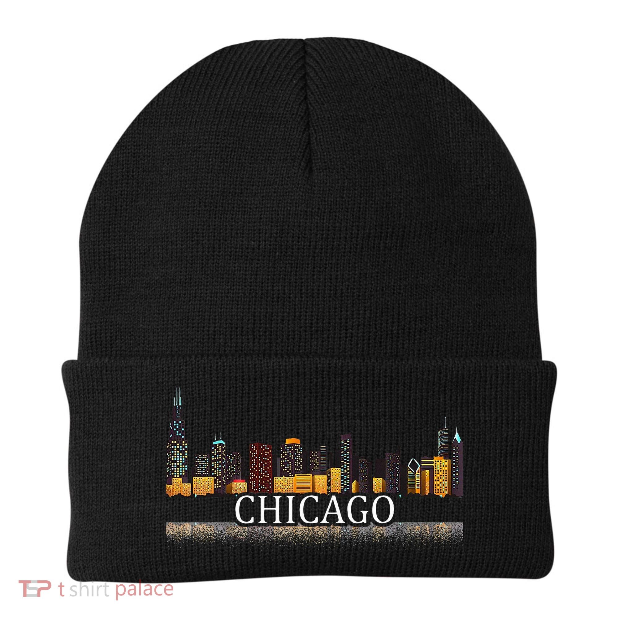 Chicago City Skyline Lights At Night Beanie