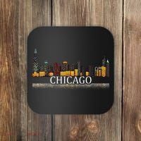 Chicago City Skyline Lights At Night Coaster thumb 0