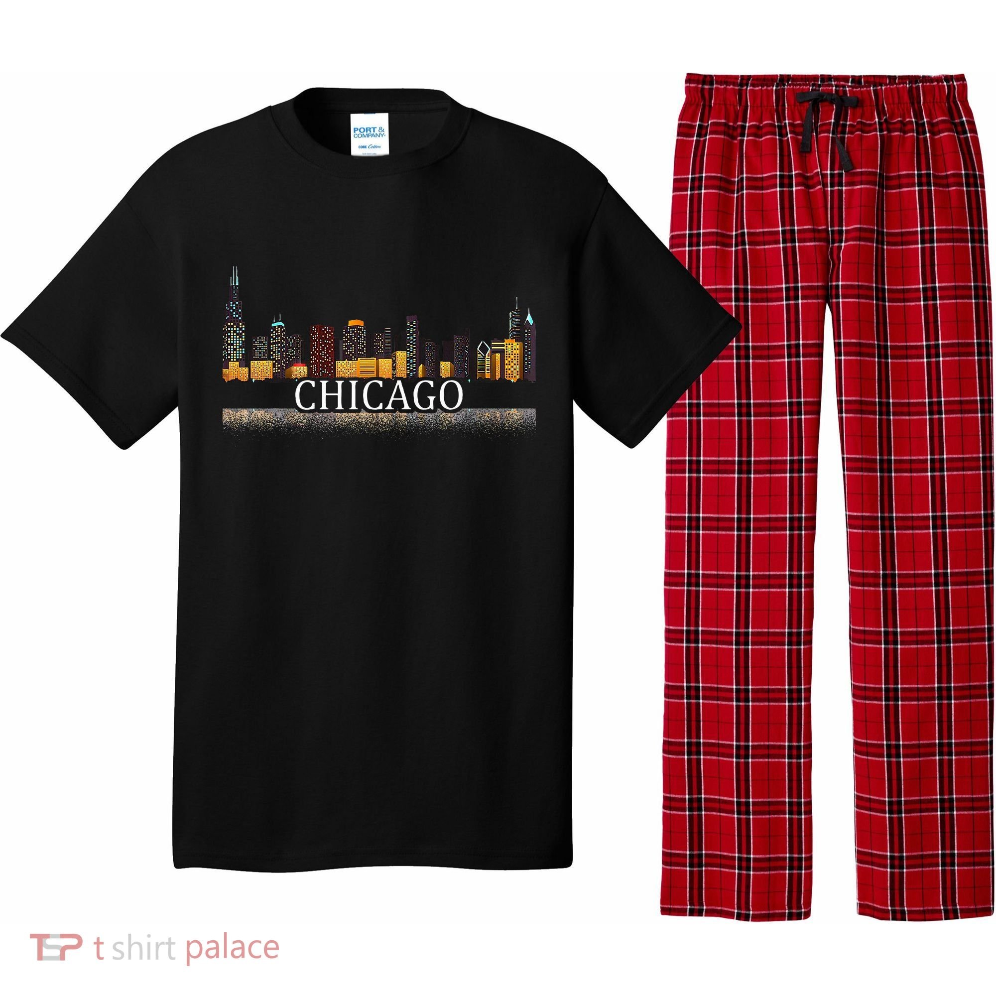 Chicago City Skyline Lights At Night Pajama Set