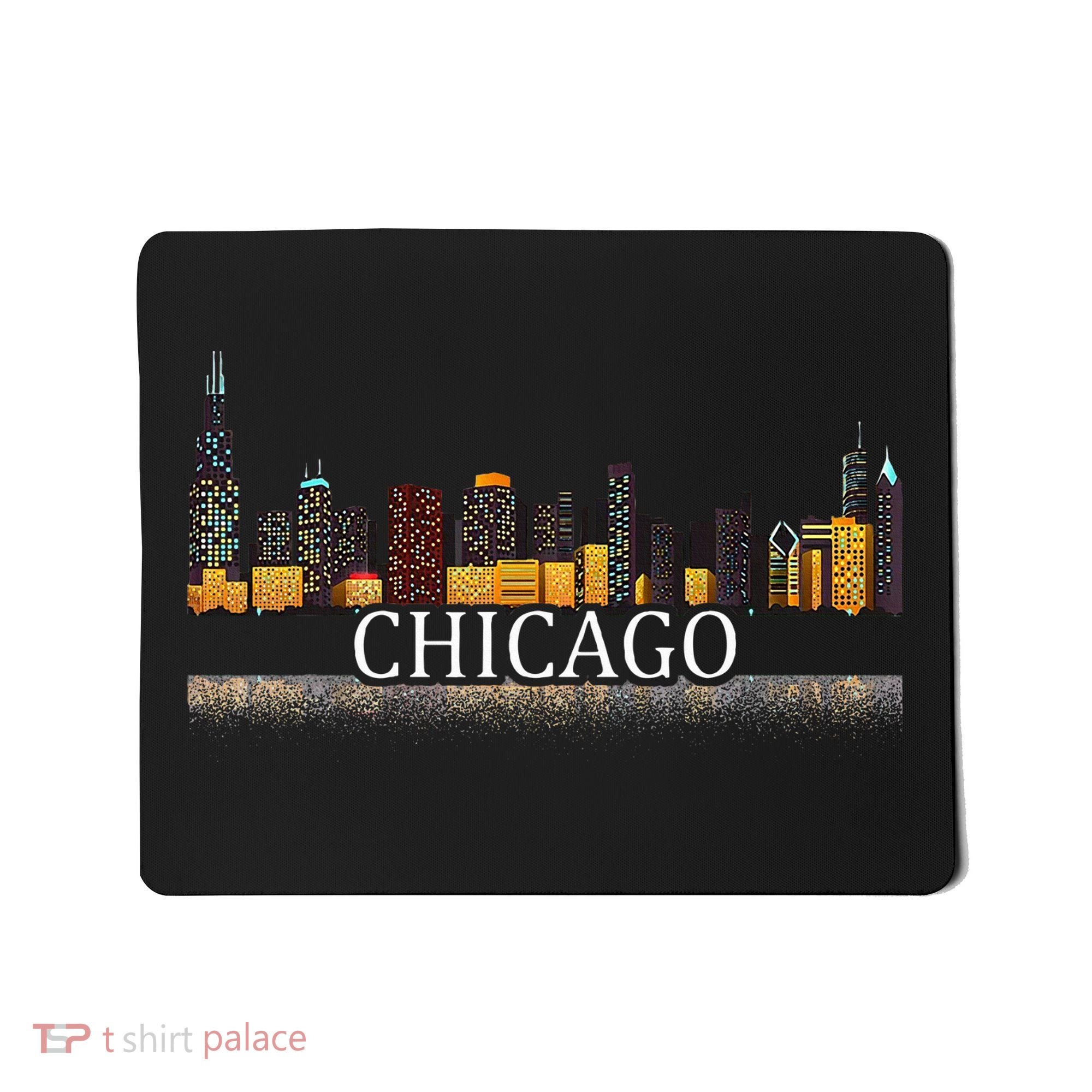 Chicago City Skyline Lights At Night Mousepad