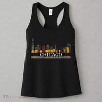 Chicago City Skyline Lights At Night Women's Tank Top thumb 3