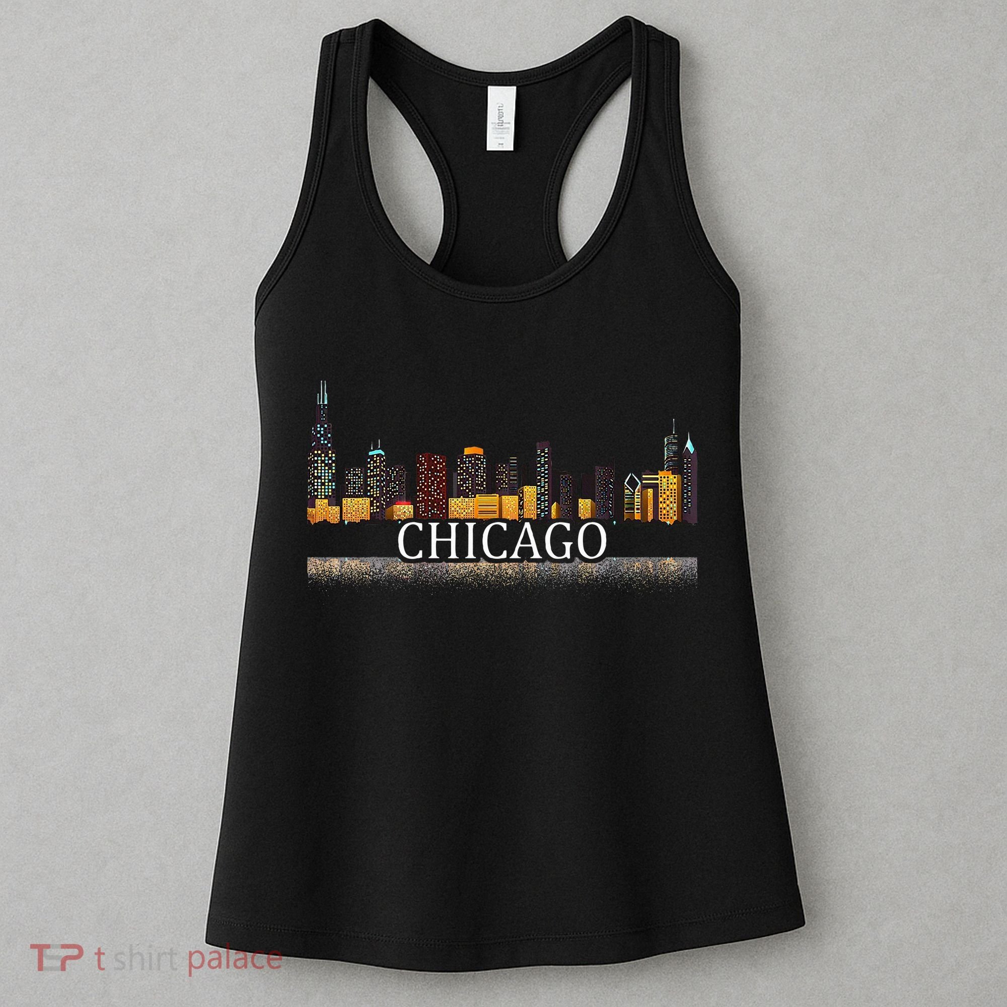 Chicago City Skyline Lights At Night Women's Tank Top