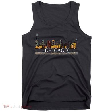 Chicago City Skyline Lights At Night Tank Top