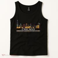 Chicago City Skyline Lights At Night Tank Top thumb 2