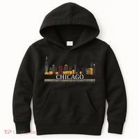 Chicago City Skyline Lights At Night Kids Hoodie thumb 0