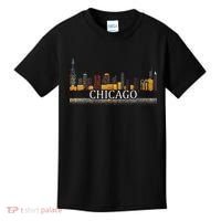 Chicago City Skyline Lights At Night Kids T-Shirt thumb 0