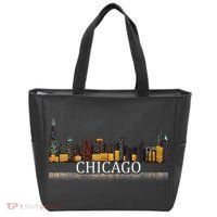 Chicago City Skyline Lights At Night Tote Bag thumb 0