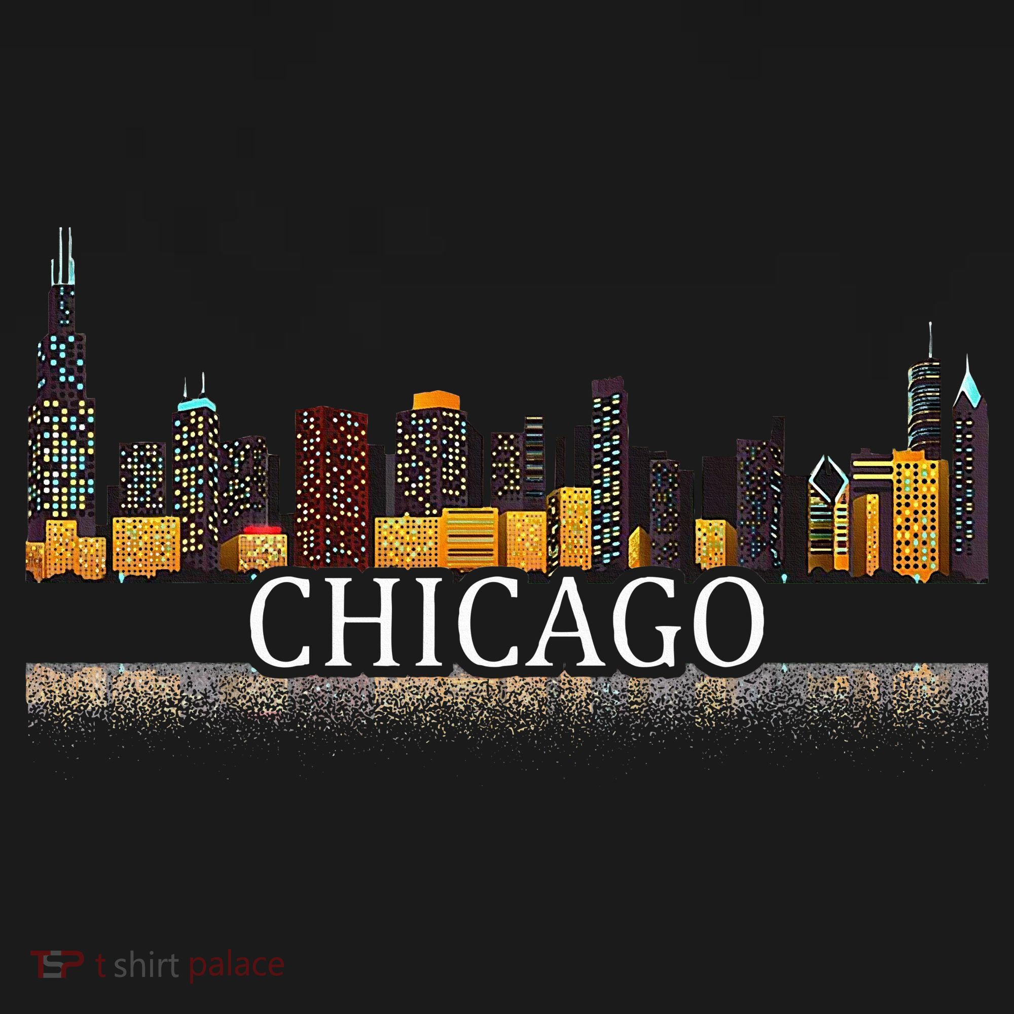 Chicago City Skyline Lights At Night Tote Bag