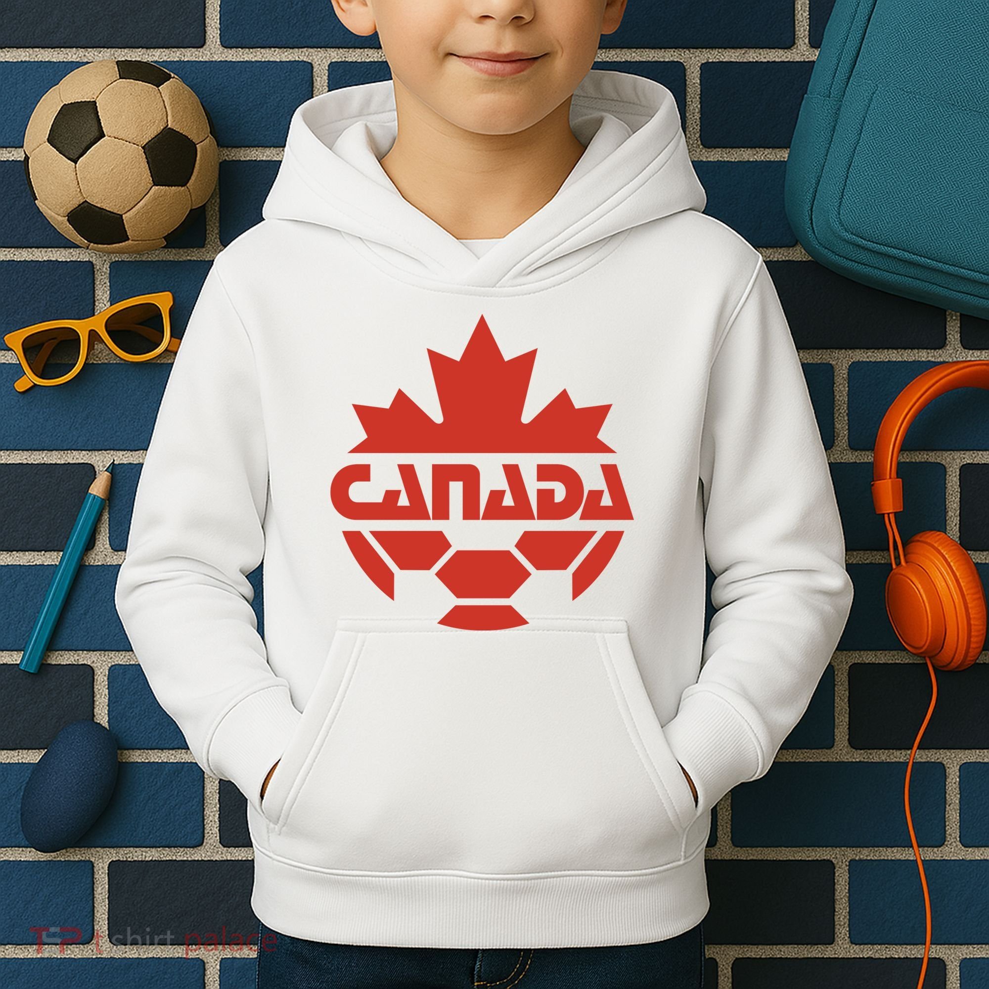 Cool Canada Soccer Jersey Logo Kids Hoodie