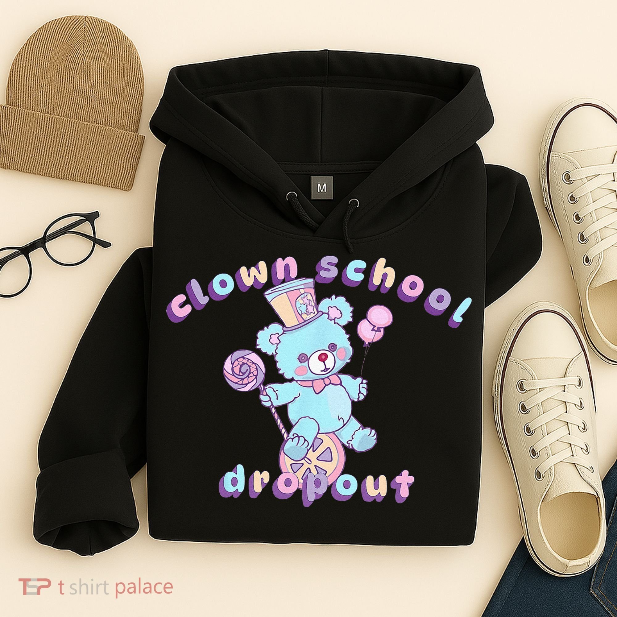 Clowncore Clown School Dropout Pastel Goth Teddy Bear Circus Hoodie