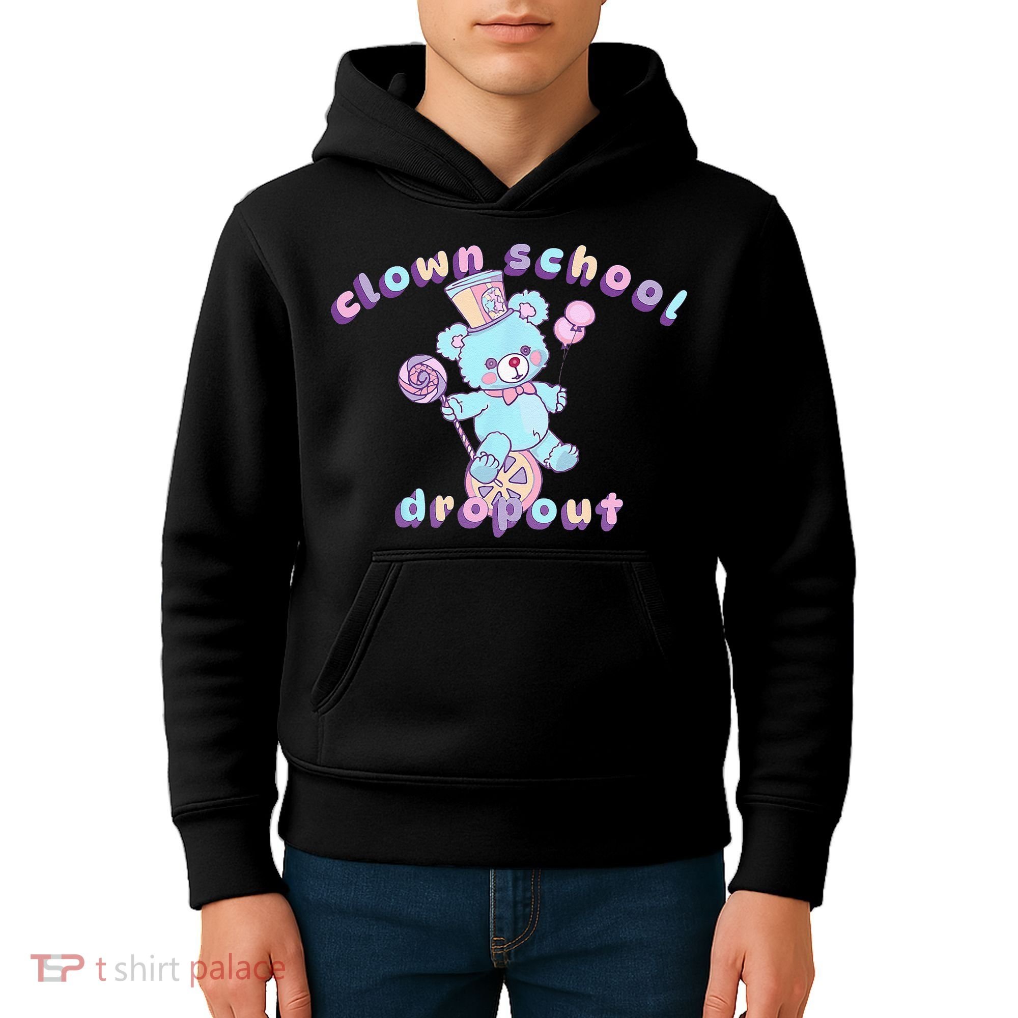 Clowncore Clown School Dropout Pastel Goth Teddy Bear Circus Kids Hoodie