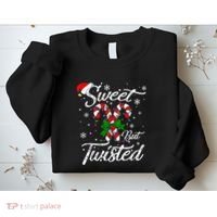 Candy Cane Sweet But Twisted Funny Merry Christmas Xmas Sweatshirt thumb 2