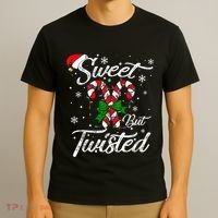 Candy Cane Sweet But Twisted Funny Merry Christmas Xmas T-Shirt thumb 3