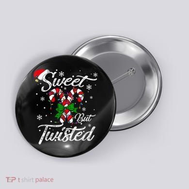 Candy Cane Sweet But Twisted Funny Merry Christmas Xmas Button