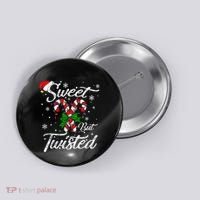 Candy Cane Sweet But Twisted Funny Merry Christmas Xmas Button thumb 0