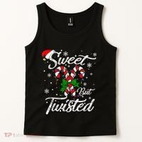 Candy Cane Sweet But Twisted Funny Merry Christmas Xmas Tank Top thumb 2