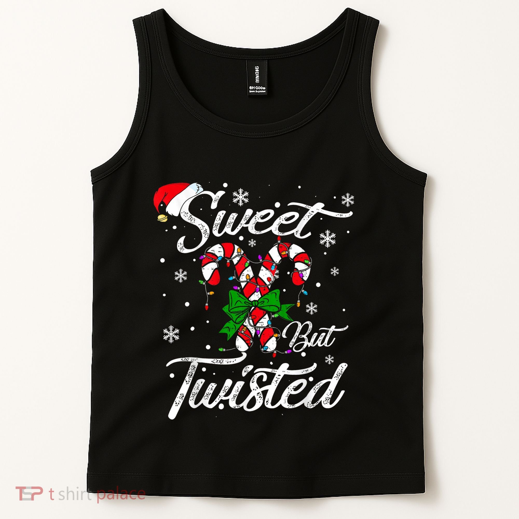 Candy Cane Sweet But Twisted Funny Merry Christmas Xmas Tank Top