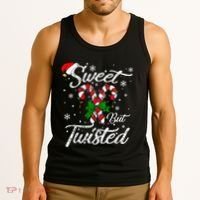 Candy Cane Sweet But Twisted Funny Merry Christmas Xmas Tank Top thumb 3