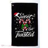 Candy Cane Sweet But Twisted Funny Merry Christmas Xmas Golf Towel thumb 0