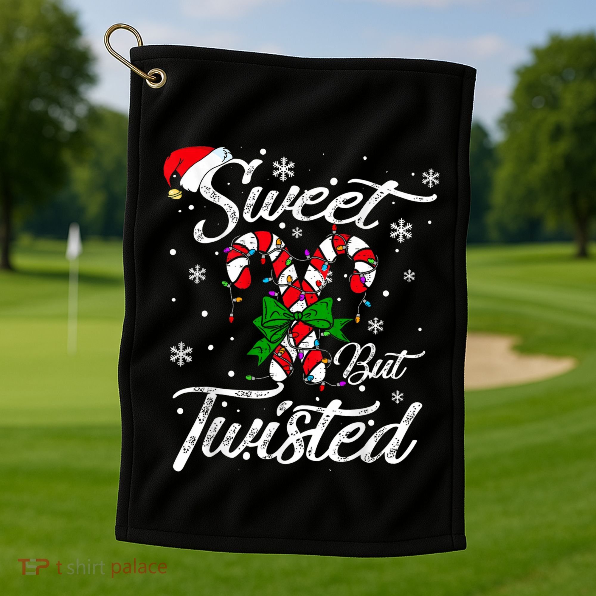 Candy Cane Sweet But Twisted Funny Merry Christmas Xmas Golf Towel