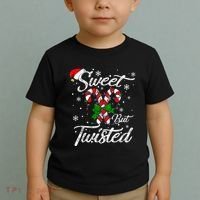Candy Cane Sweet But Twisted Funny Merry Christmas Xmas Toddler T-Shirt thumb 2