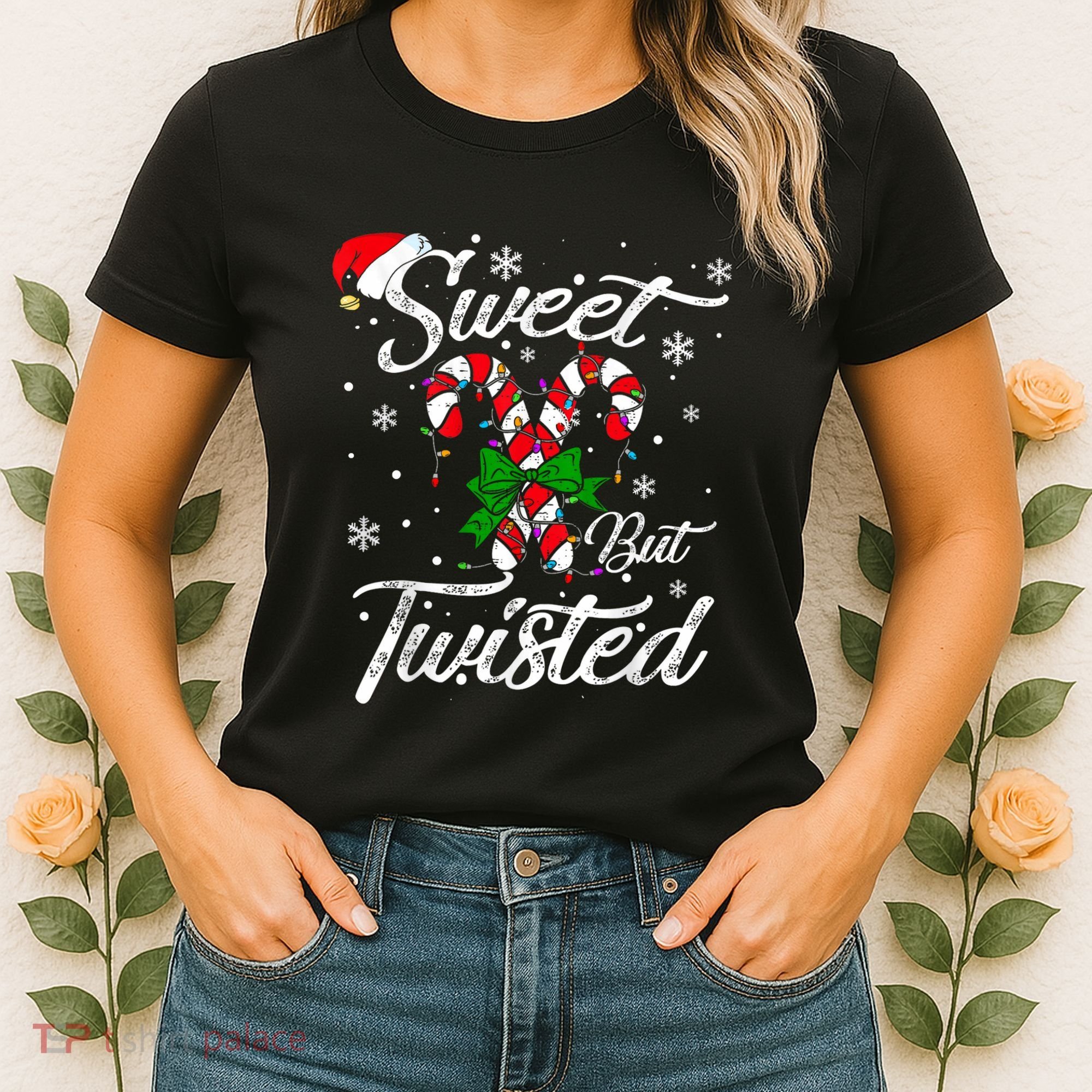 Candy Cane Sweet But Twisted Funny Merry Christmas Xmas Women's T-Shirt