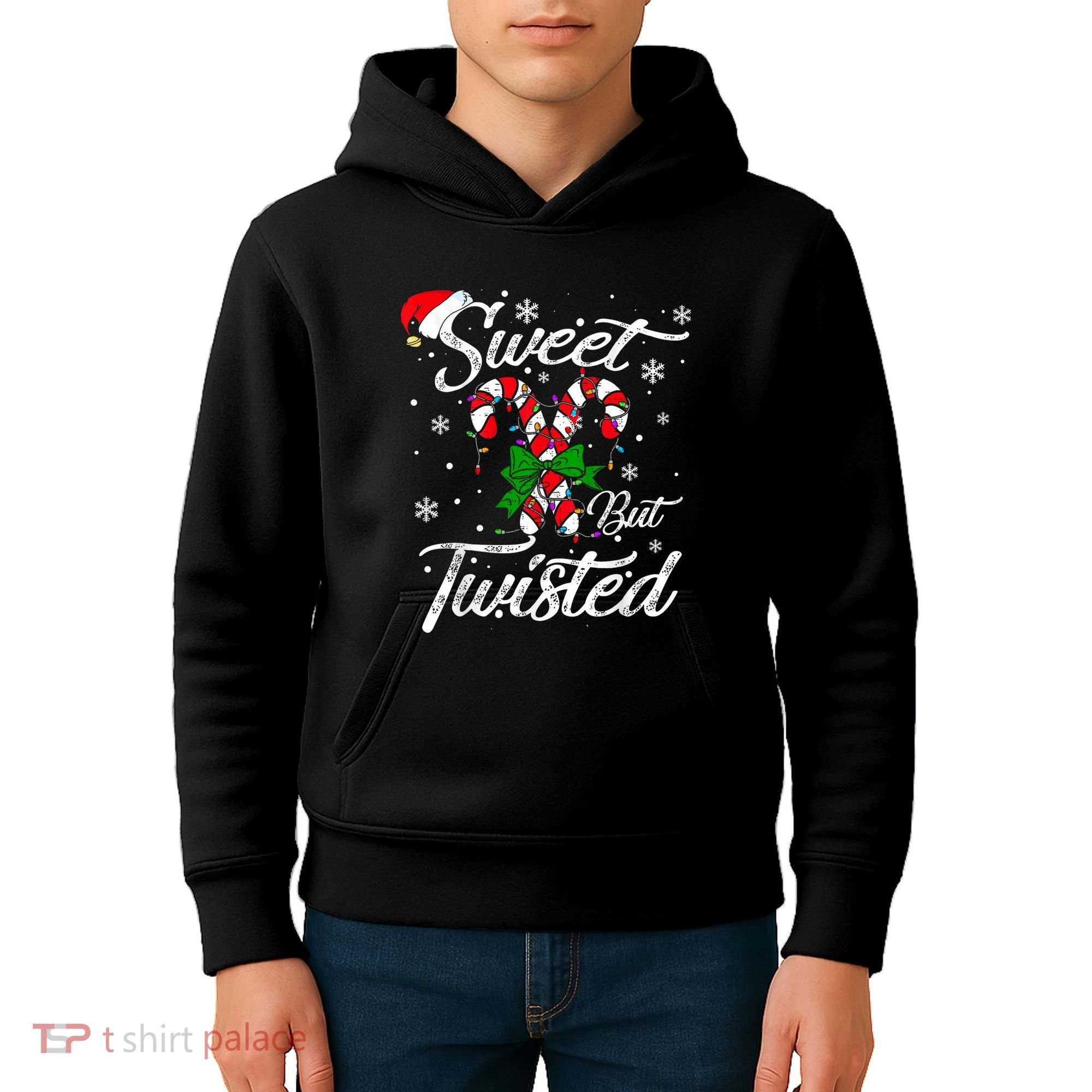 Candy Cane Sweet But Twisted Funny Merry Christmas Xmas Kids Hoodie
