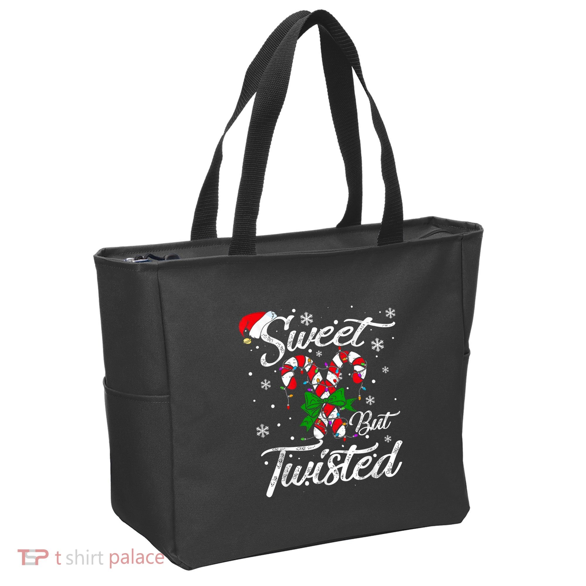 Candy Cane Sweet But Twisted Funny Merry Christmas Xmas Tote Bag