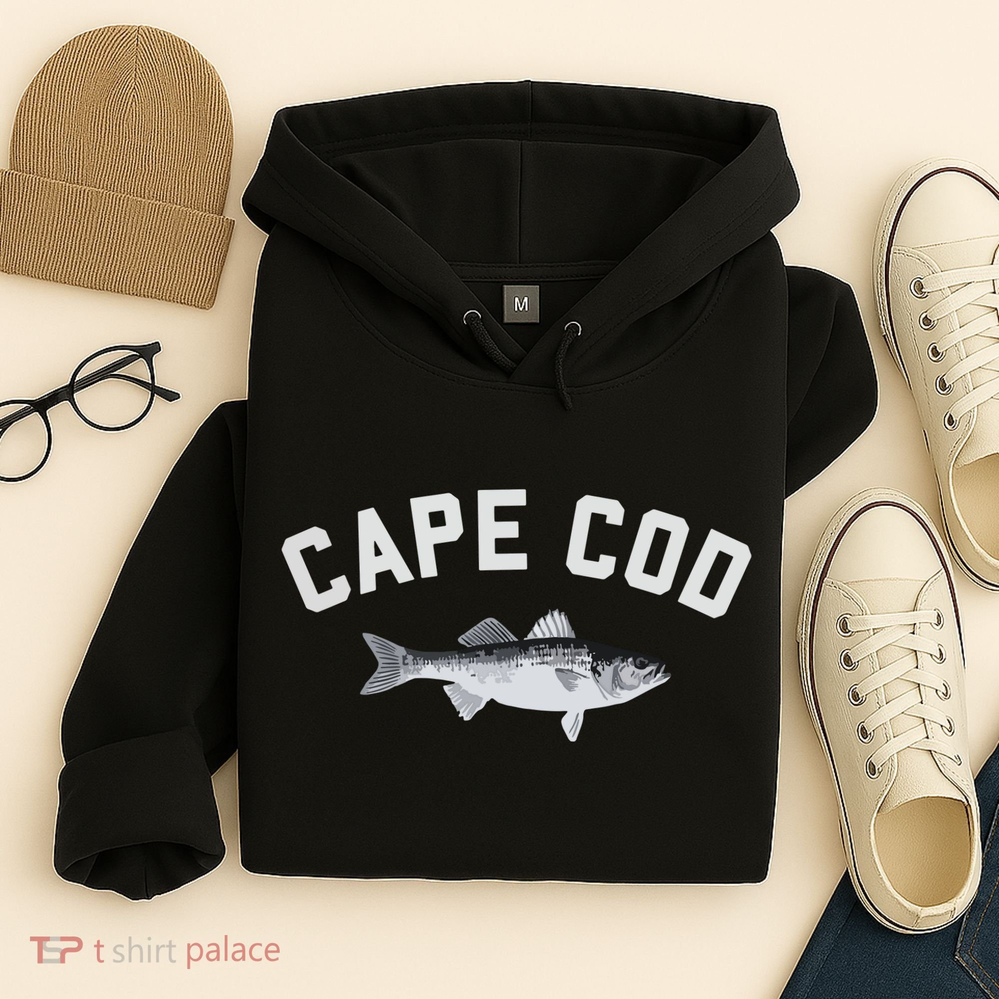 Cape Cod Striper Striped Bass Fun Fishing Hoodie