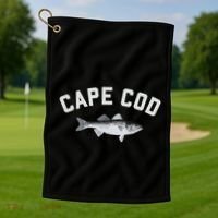 Cape Cod Striper Striped Bass Fun Fishing Golf Towel thumb 1