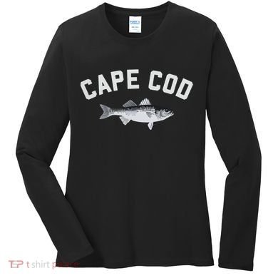 Cape Cod Striper Striped Bass Fun Fishing Women's Long Sleeve Shirt