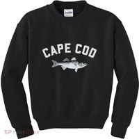 Cape Cod Striper Striped Bass Fun Fishing Kids Sweatshirt thumb 0