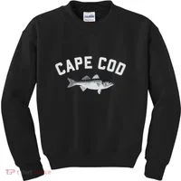 Cape Cod Striper Striped Bass Fun Fishing Kids Sweatshirt thumb 0