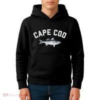 Cape Cod Striper Striped Bass Fun Fishing Kids Hoodie thumb 4