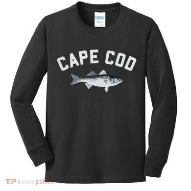 Cape Cod Striper Striped Bass Fun Fishing Kids Long Sleeve Shirt