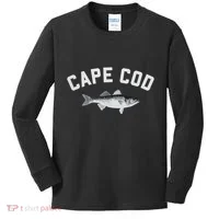 Cape Cod Striper Striped Bass Fun Fishing Kids Long Sleeve Shirt thumb 0